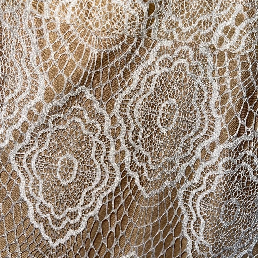 Beige And White Lace Flower Dress Beige And White… - image 4